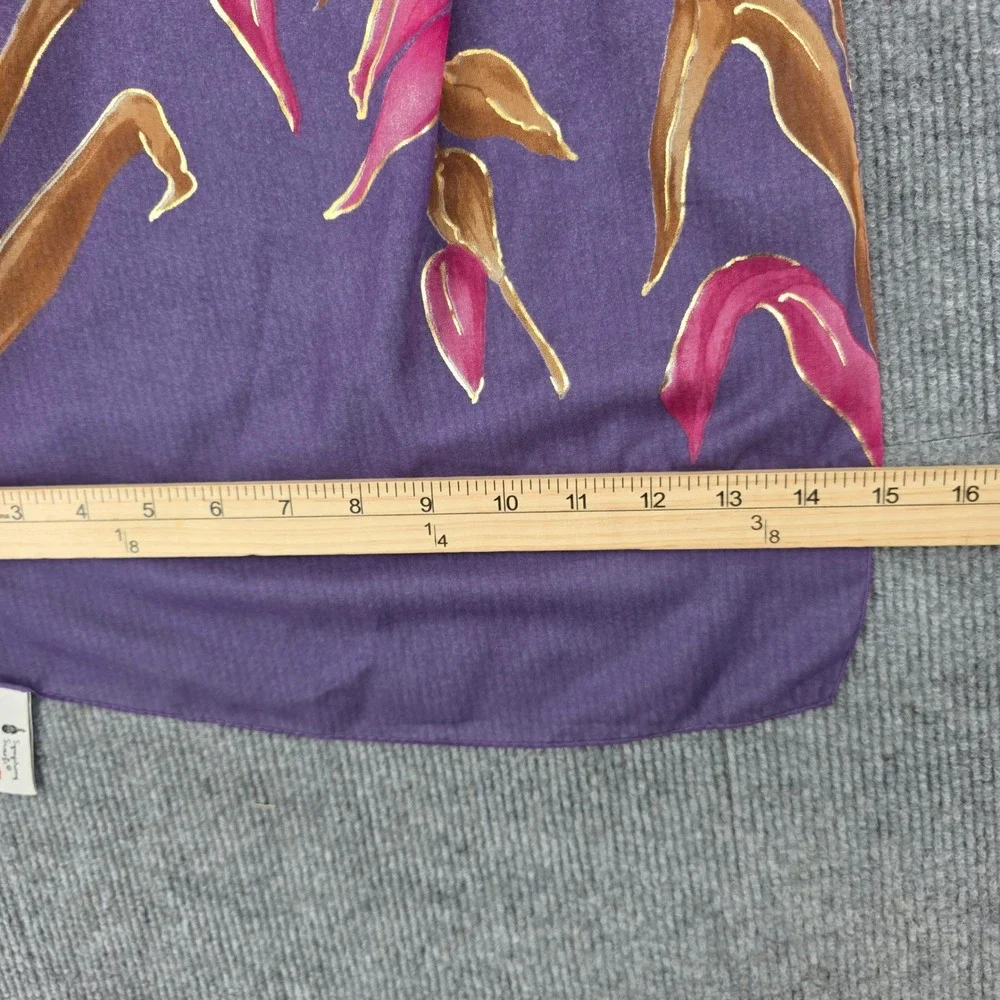 Symphony Scarfs Vintage Purple Floral Botanical Scarf Made in Italy Sheer 31x30